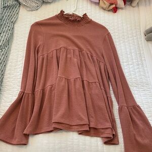 Vestique terracotta high kneck blouse